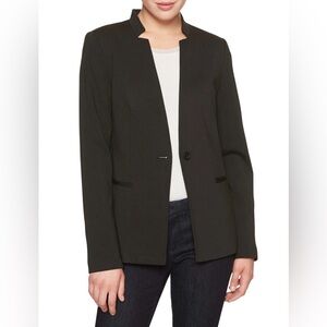 Banana Republic Washable Ponte Inverted Collar Black Blazer Sz 10